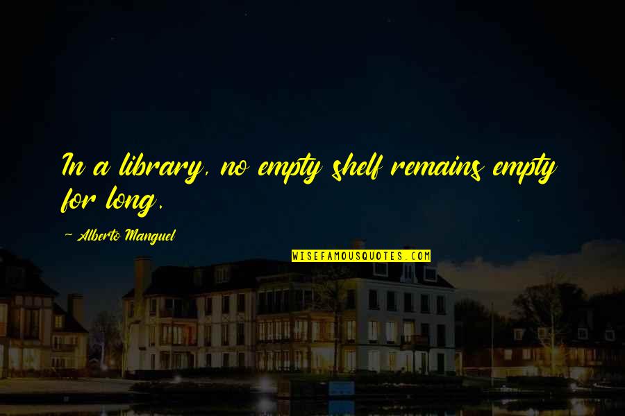 Empty Shelf Quotes By Alberto Manguel: In a library, no empty shelf remains empty