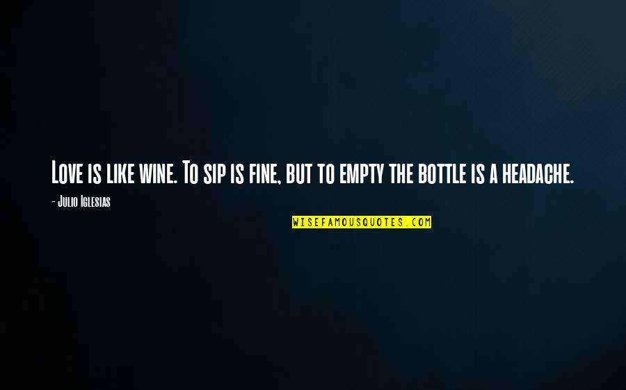Empty Wine Bottle Quotes By Julio Iglesias: Love is like wine. To sip is fine,