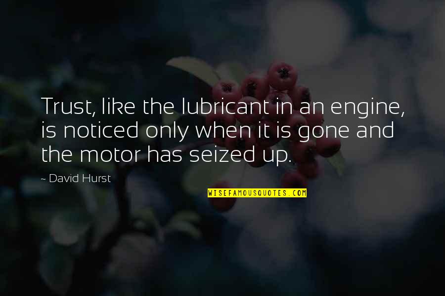 Emryx Quotes By David Hurst: Trust, like the lubricant in an engine, is