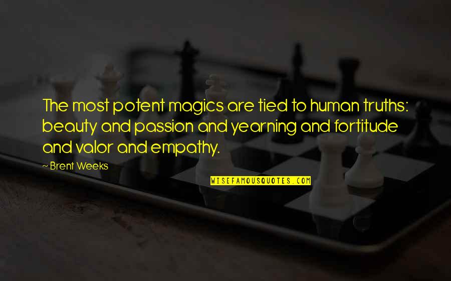 Emsalsizz Quotes By Brent Weeks: The most potent magics are tied to human