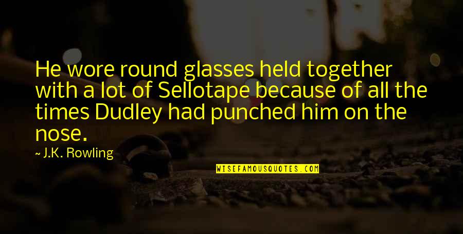 Emshwiller Abominable Quotes By J.K. Rowling: He wore round glasses held together with a