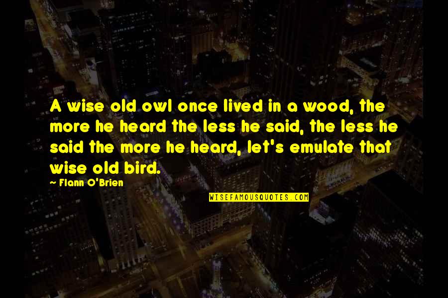 Emulate Quotes By Flann O'Brien: A wise old owl once lived in a