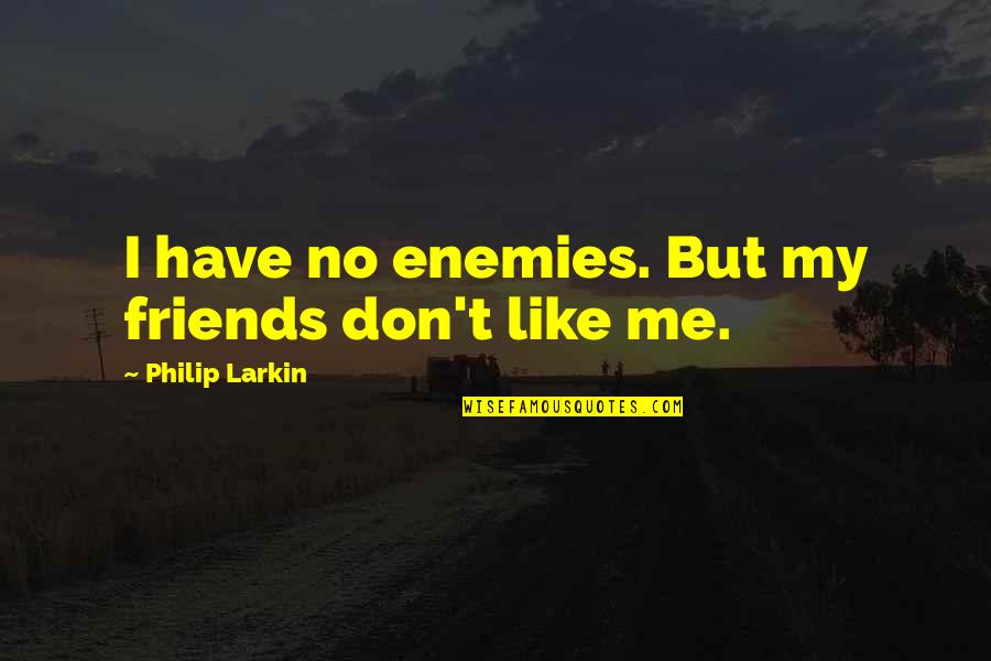 Enamoured Risk Quotes By Philip Larkin: I have no enemies. But my friends don't