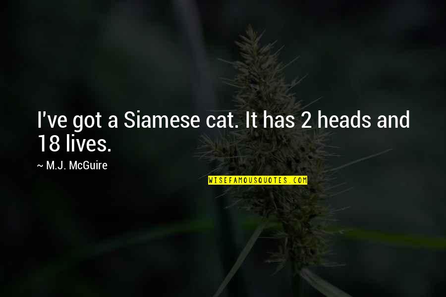 Encantados Materiales Quotes By M.J. McGuire: I've got a Siamese cat. It has 2 Encantados Materiales Quotes By M.J. McGuire: I've got a Siamese cat. It has 2