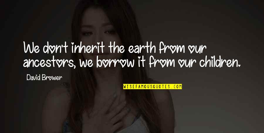 Encasements To Hide Quotes By David Brower: We don't inherit the earth from our ancestors,