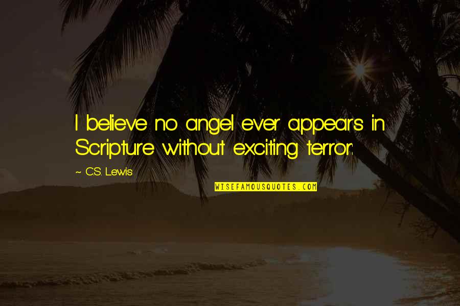 Encheiresis Quotes By C.S. Lewis: I believe no angel ever appears in Scripture