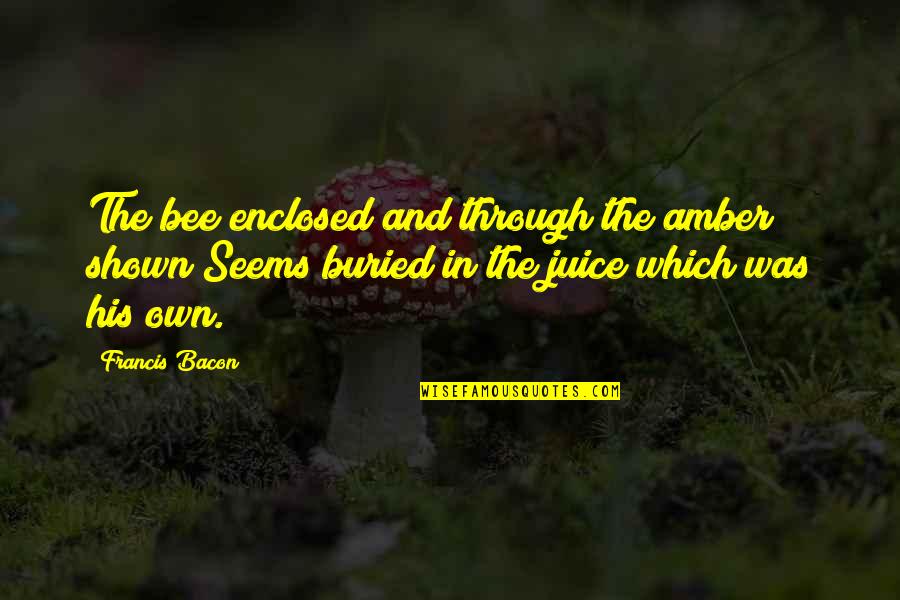 Enclosed Or Enclosed Quotes By Francis Bacon: The bee enclosed and through the amber shown