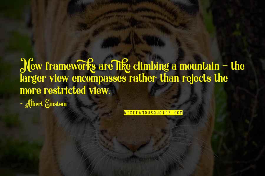 Encompasses Quotes By Albert Einstein: New frameworks are like climbing a mountain -