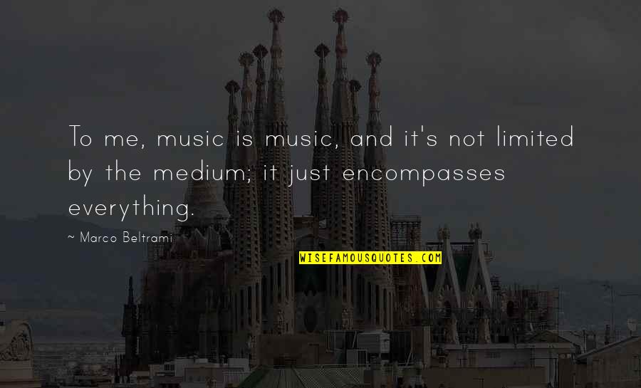 Encompasses Quotes By Marco Beltrami: To me, music is music, and it's not