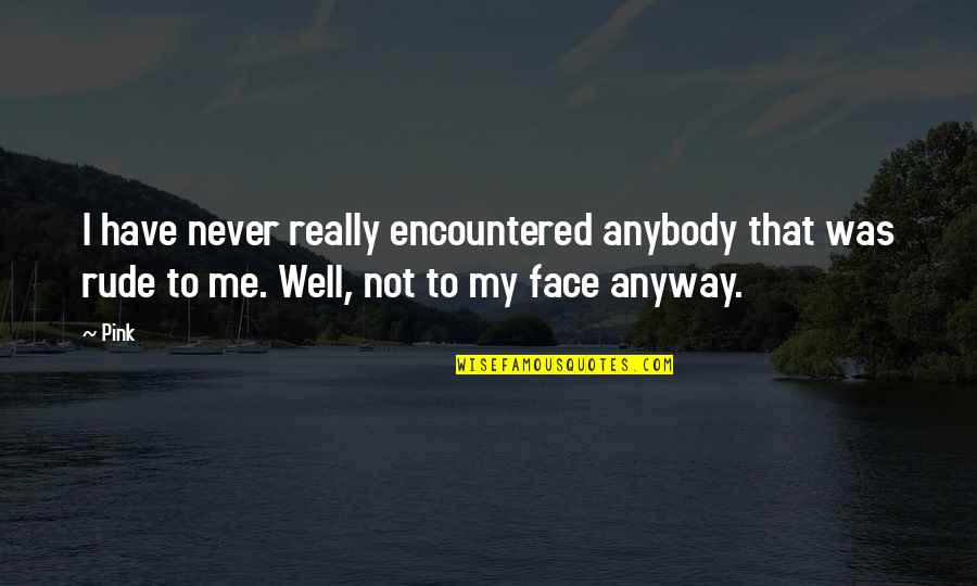 Encountered Quotes By Pink: I have never really encountered anybody that was