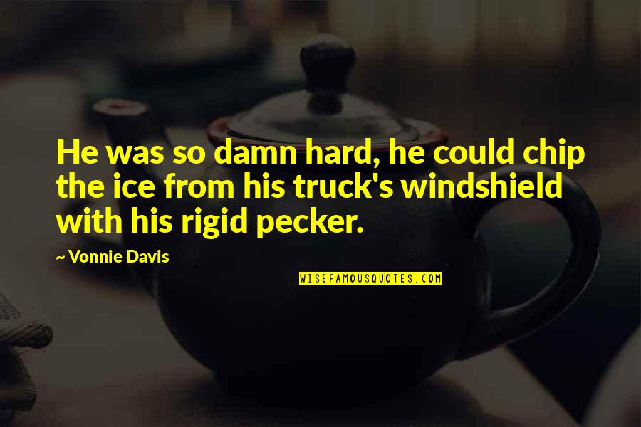 Encouraging Husband Quotes By Vonnie Davis: He was so damn hard, he could chip Encouraging Husband Quotes By Vonnie Davis: He was so damn hard, he could chip