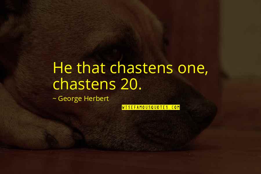 Encouraging Words Quotes By George Herbert: He that chastens one, chastens 20.