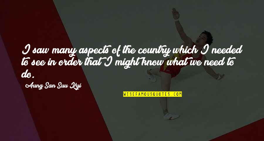 Encysting Quotes By Aung San Suu Kyi: I saw many aspects of the country which