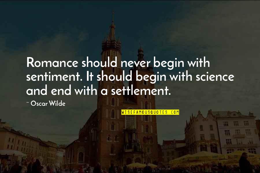 End Begin Quotes By Oscar Wilde: Romance should never begin with sentiment. It should