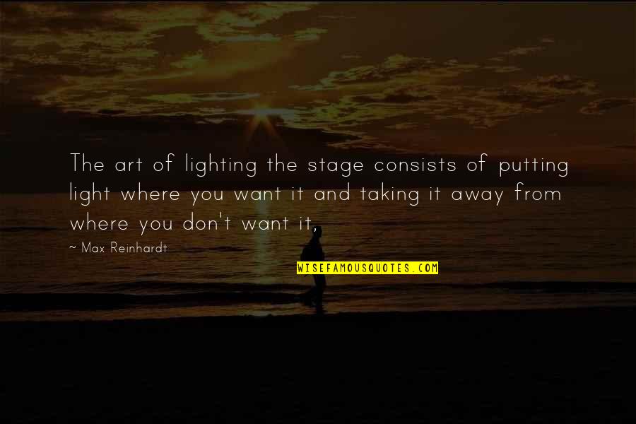 End Beginning Quote Quotes By Max Reinhardt: The art of lighting the stage consists of End Beginning Quote Quotes By Max Reinhardt: The art of lighting the stage consists of