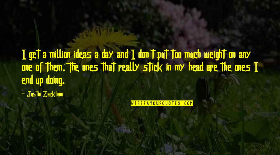 End Of A Day Quotes By Justin Zackham: I get a million ideas a day and