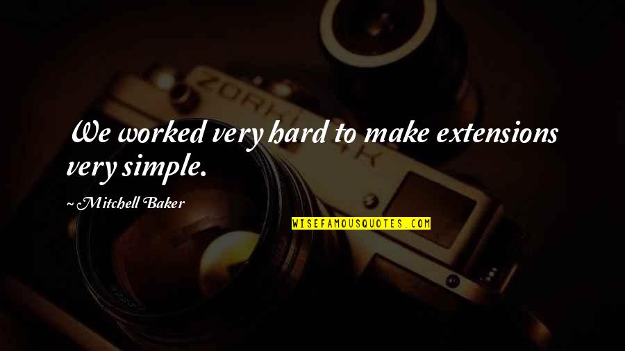 End Of Human Race Quotes By Mitchell Baker: We worked very hard to make extensions very End Of Human Race Quotes By Mitchell Baker: We worked very hard to make extensions very