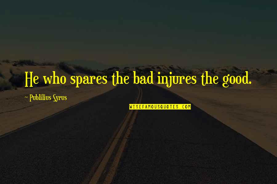 End Of Something Good Quotes By Publilius Syrus: He who spares the bad injures the good.