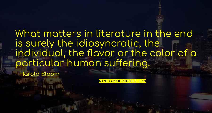 End Of Suffering Quotes By Harold Bloom: What matters in literature in the end is