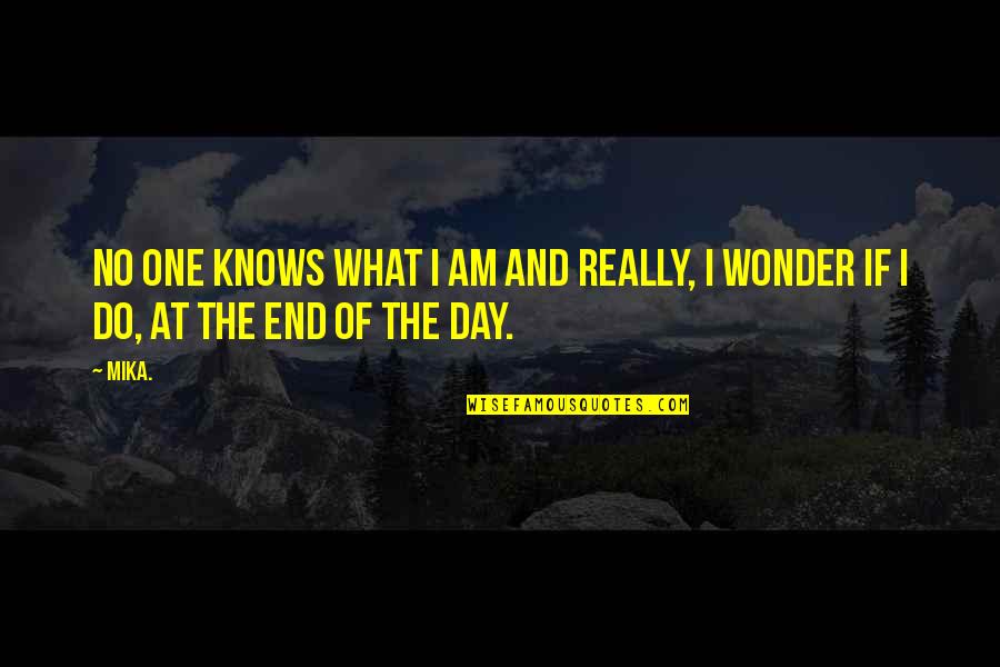 End Of The Day Quotes By Mika.: No one knows what I am and really,