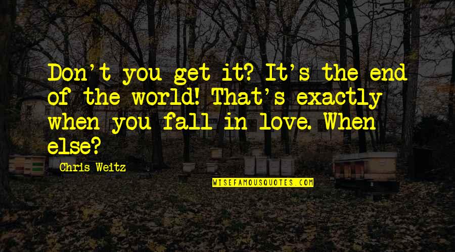 End Of The World Love Quotes By Chris Weitz: Don't you get it? It's the end of