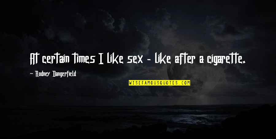 End Of Uni Life Quotes By Rodney Dangerfield: At certain times I like sex - like