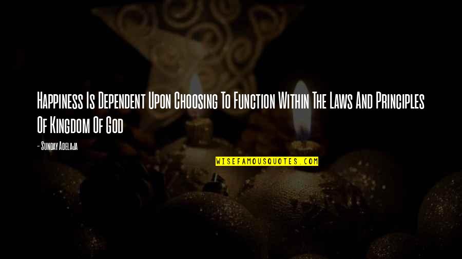 End Of Year Wise Quotes By Sunday Adelaja: Happiness Is Dependent Upon Choosing To Function Within