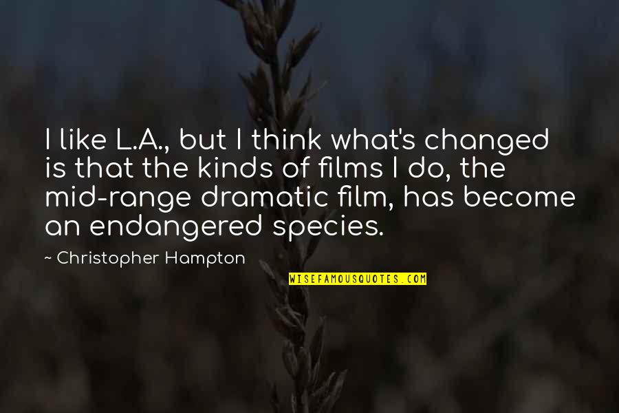 Endangered Quotes By Christopher Hampton: I like L.A., but I think what's changed