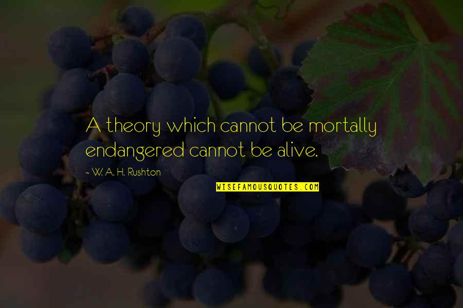 Endangered Quotes By W. A. H. Rushton: A theory which cannot be mortally endangered cannot