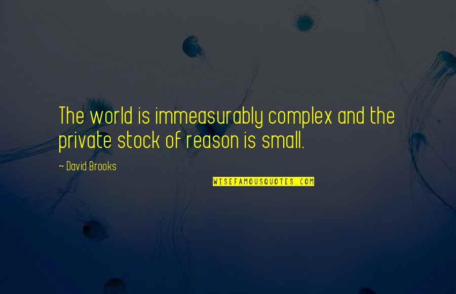 Ender Being Smart Quotes By David Brooks: The world is immeasurably complex and the private