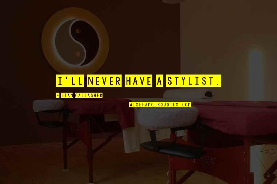 Endings With People Quotes By Liam Gallagher: I'll never have a stylist. Endings With People Quotes By Liam Gallagher: I'll never have a stylist.