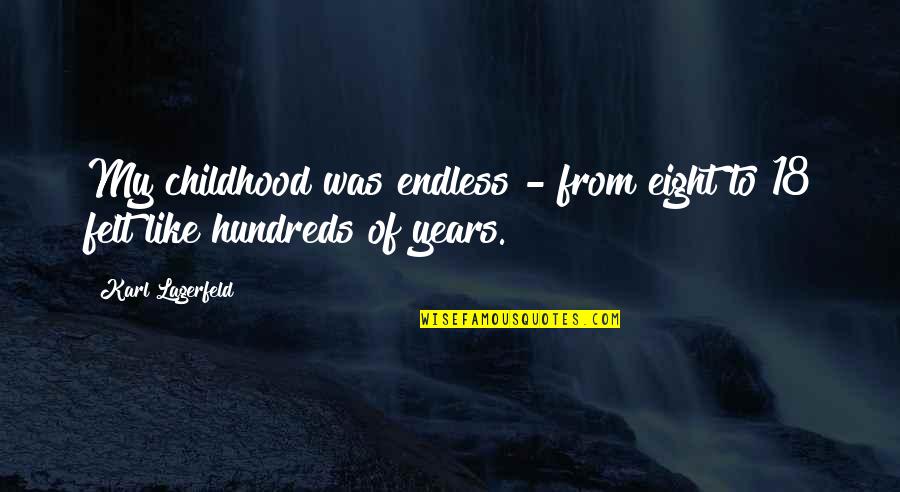 Endless Eight Quotes By Karl Lagerfeld: My childhood was endless - from eight to