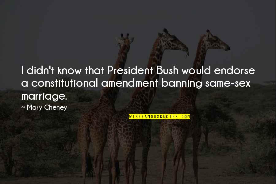 Endorse Quotes By Mary Cheney: I didn't know that President Bush would endorse