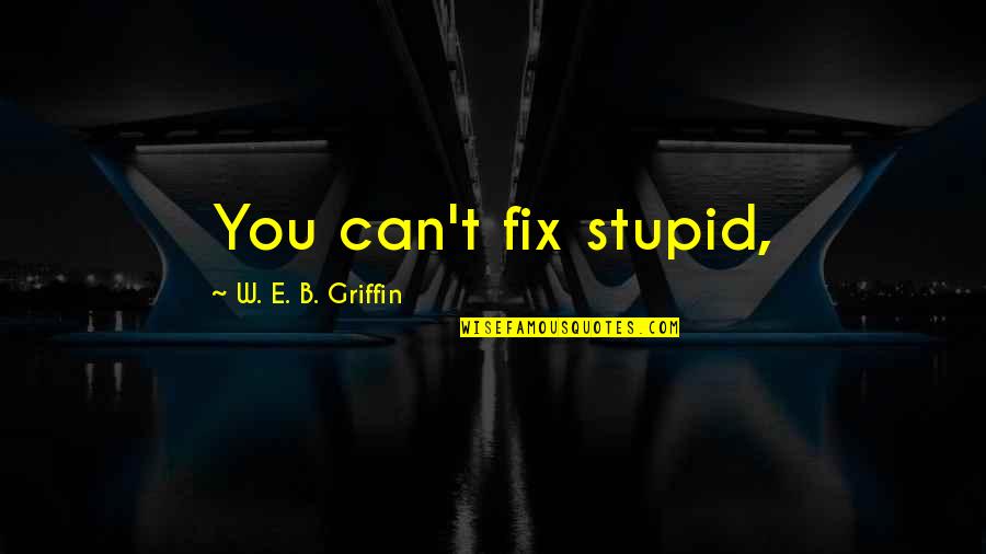 Endurance Christian Quotes By W. E. B. Griffin: You can't fix stupid,