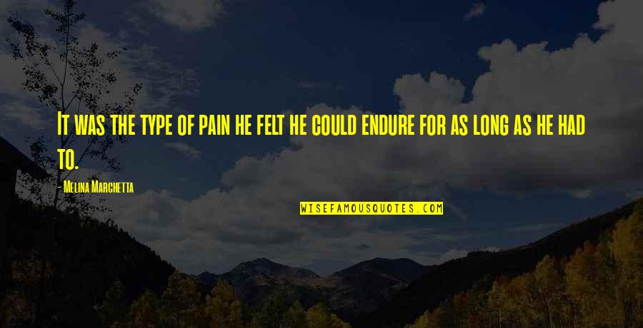 Endure Pain Quotes By Melina Marchetta: It was the type of pain he felt