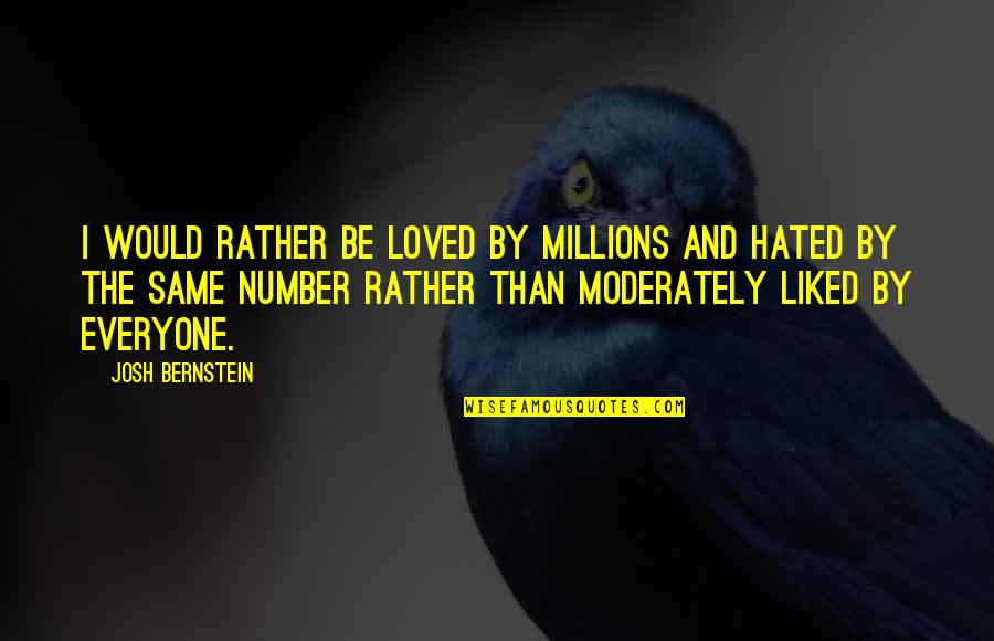 Endurer Synonyme Quotes By Josh Bernstein: I would rather be loved by millions and