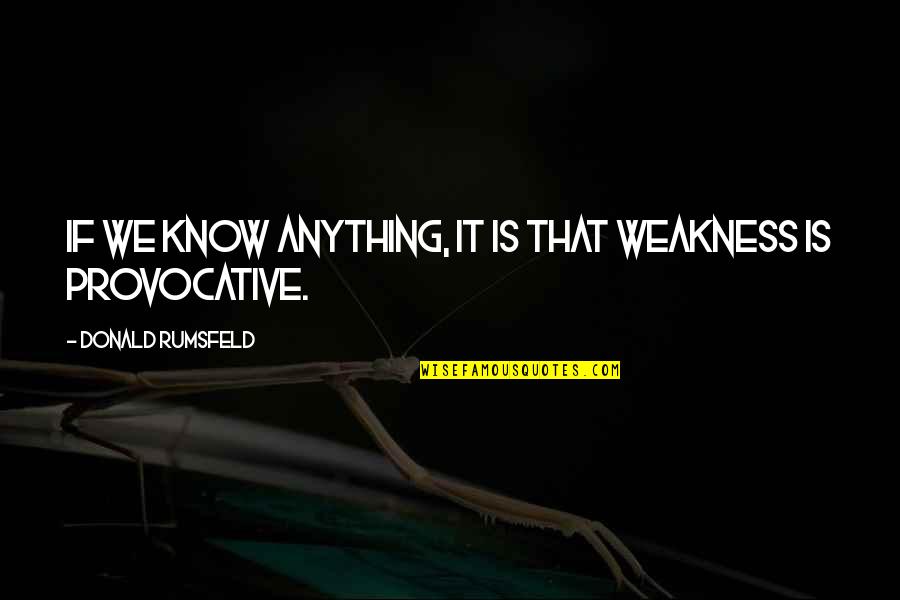 Enduring Struggles Quotes By Donald Rumsfeld: If we know anything, it is that weakness