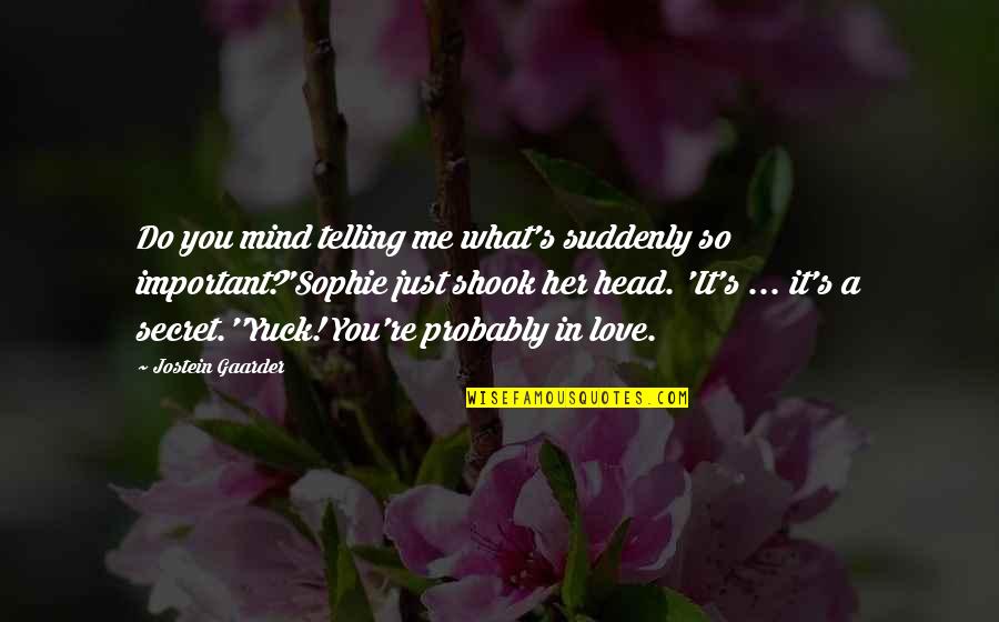 Enemies Becoming Friends Quotes By Jostein Gaarder: Do you mind telling me what's suddenly so