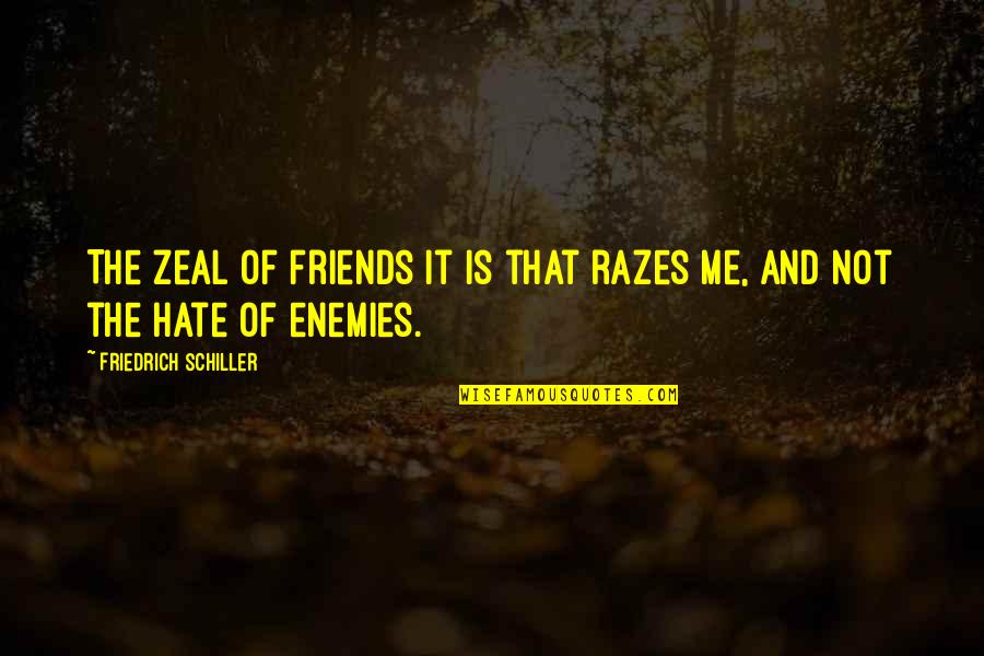 Enemy And Friends Quotes By Friedrich Schiller: The zeal of friends it is that razes