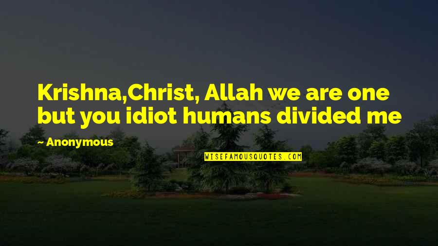 Enemy Called Average Quotes By Anonymous: Krishna,Christ, Allah we are one but you idiot