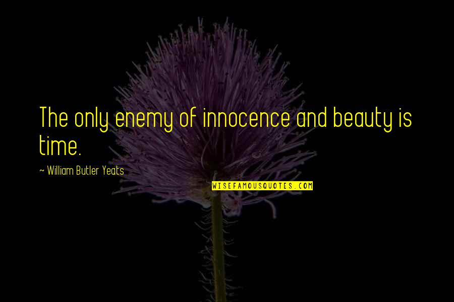 Enemy Is Time Quotes By William Butler Yeats: The only enemy of innocence and beauty is