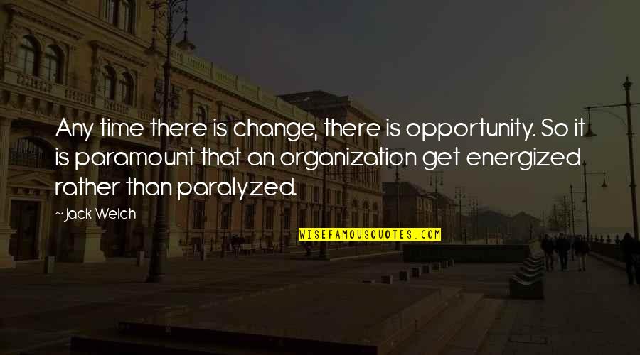 Energized Quotes By Jack Welch: Any time there is change, there is opportunity.