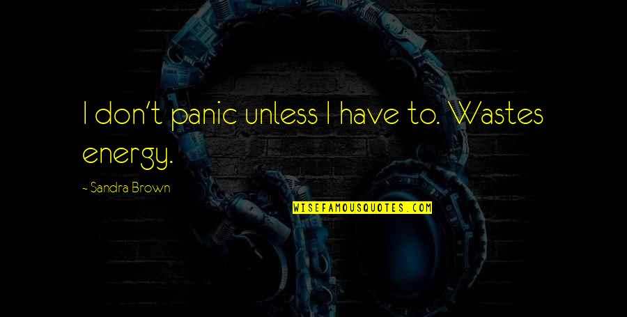 Energy And Attitude Quotes By Sandra Brown: I don't panic unless I have to. Wastes