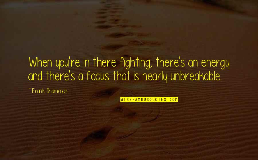 Energy And Focus Quotes By Frank Shamrock: When you're in there fighting, there's an energy