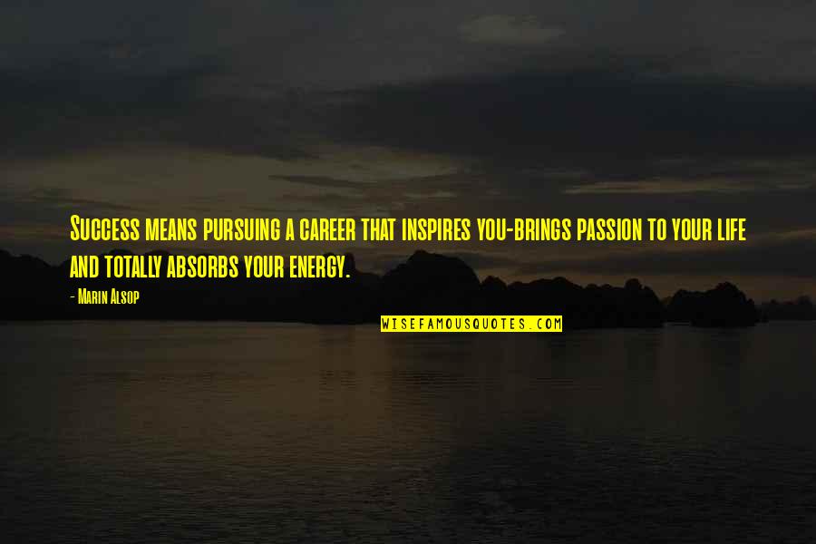 Energy And Passion Quotes By Marin Alsop: Success means pursuing a career that inspires you-brings