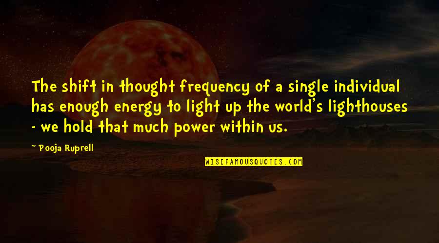 Energy And Passion Quotes By Pooja Ruprell: The shift in thought frequency of a single