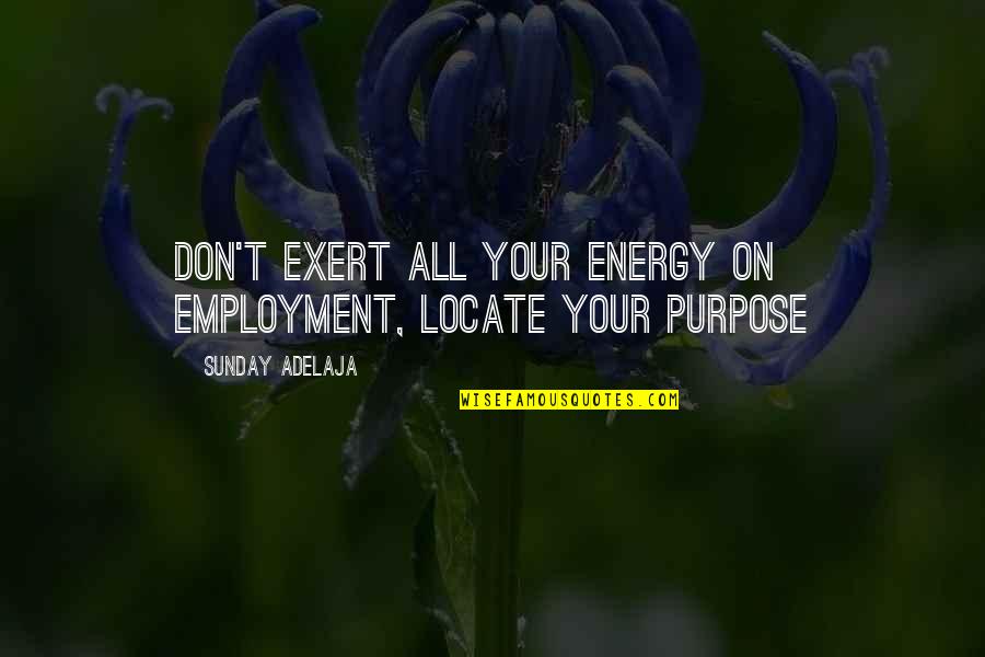 Energy And Passion Quotes By Sunday Adelaja: Don't exert all your energy on employment, locate