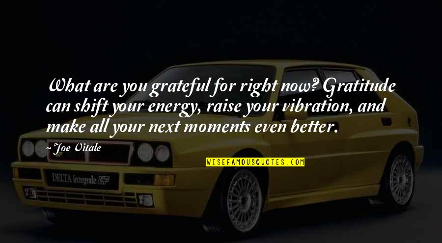 Energy And Vibration Quotes By Joe Vitale: What are you grateful for right now? Gratitude