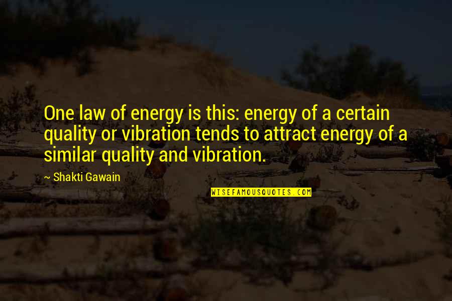 Energy And Vibration Quotes By Shakti Gawain: One law of energy is this: energy of