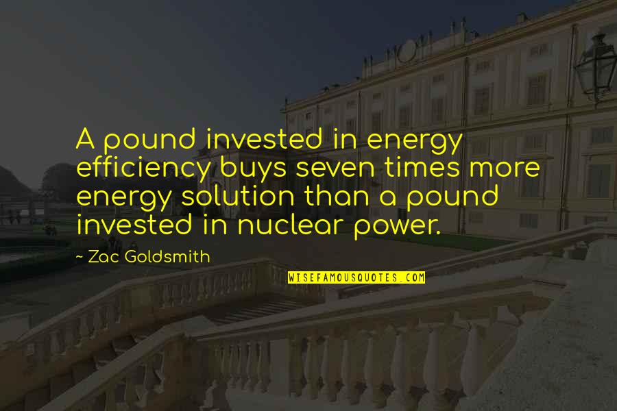 Energy Efficiency Quotes By Zac Goldsmith: A pound invested in energy efficiency buys seven